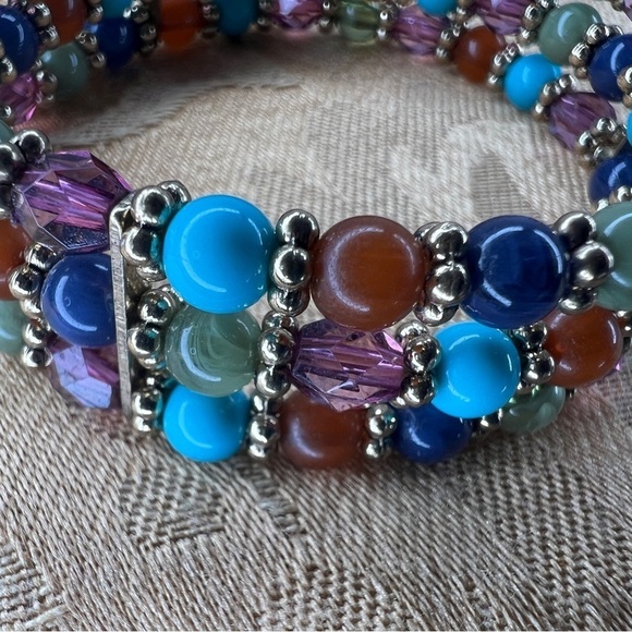 BEADED COLORFUL BRACELET WOMENS BOHO BOHEMIAN TEAL BLUE - Picture 3 of 5